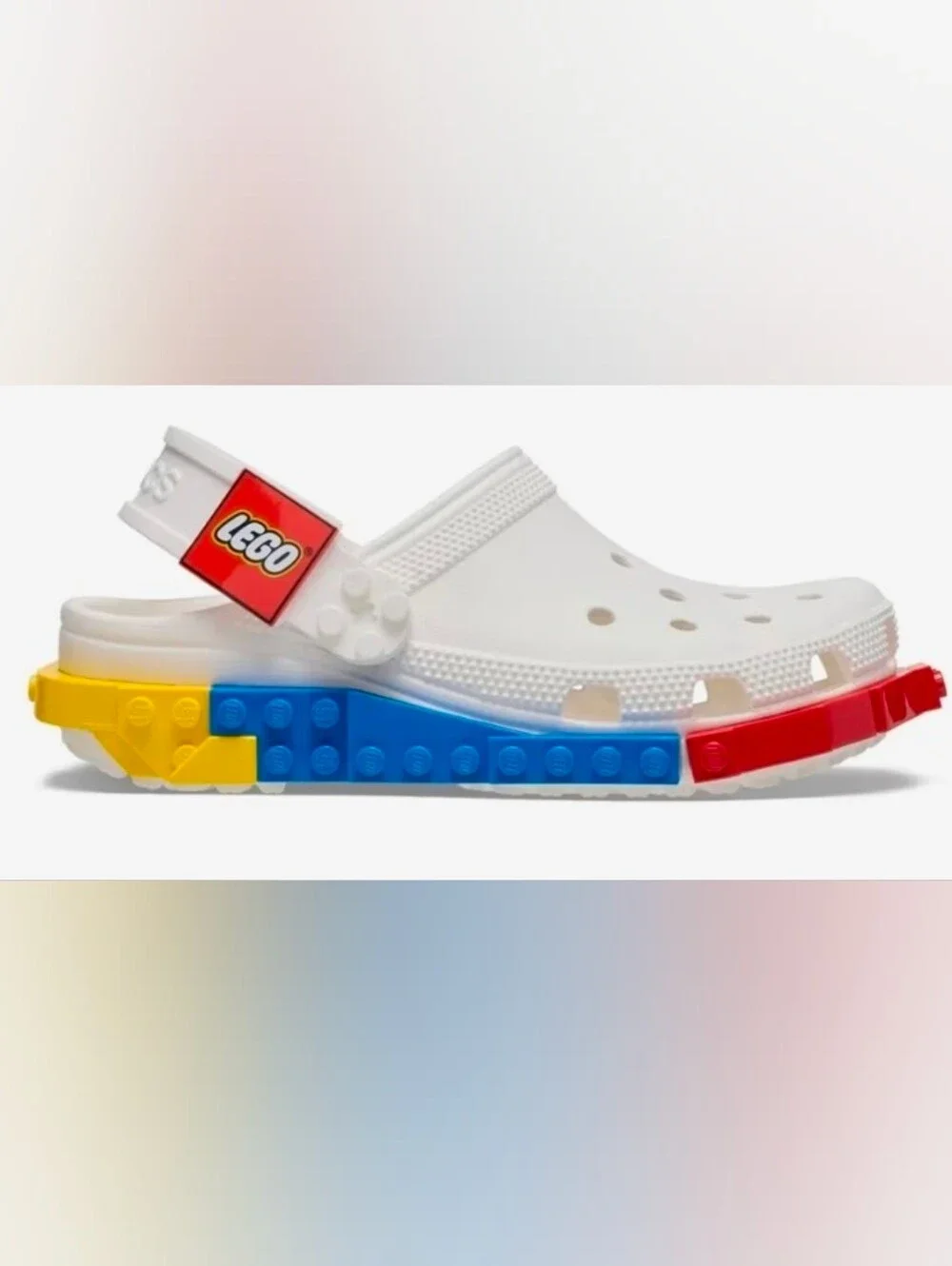 Lego White Kids Clogs with Red, Blue & Yellow Block Sole